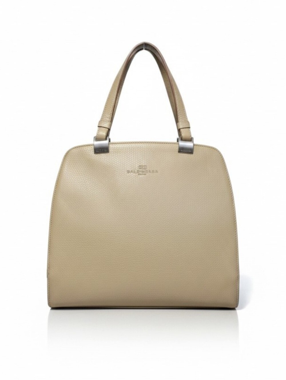 Balenciaga Beige Pebbled Leather Shoulder Bag – Classic Structured Top Handle